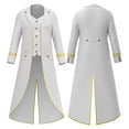 thumbnail image 1 of Pirate Magician Halloween Cosplay Robe, Gold Trim Victorian Long Tail Coat, Double Layer Steampunk Formal Tailcoat for Halloween Noble Pirate Magician Cosplay, Medieval Vintage Stage Costume, White M, 1 of 7