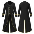 thumbnail image 1 of Pirate Magician Halloween Cosplay Robe, Gold Trim Victorian Long Tail Coat,Double Layer Steampunk Formal Tailcoat for Halloween Noble Pirate Magician Cosplay,Medieval Vintage Stage Costume, Black XXL, 1 of 7