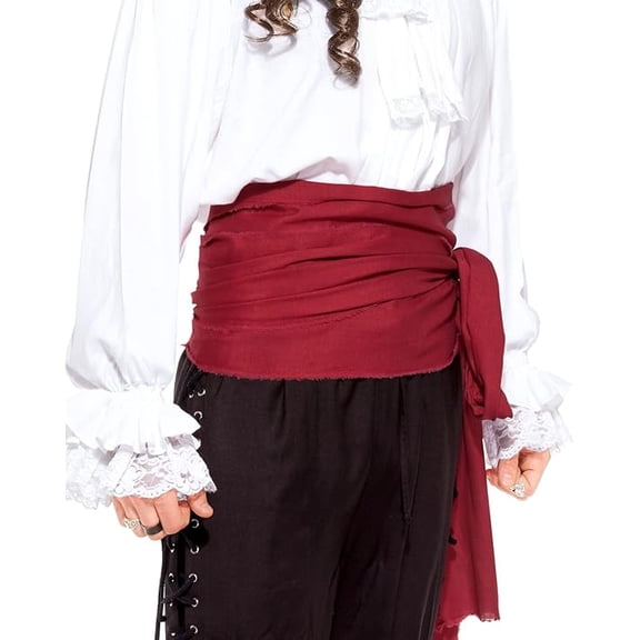 Pirate Medieval Renaissance Linen Large Sash Red
