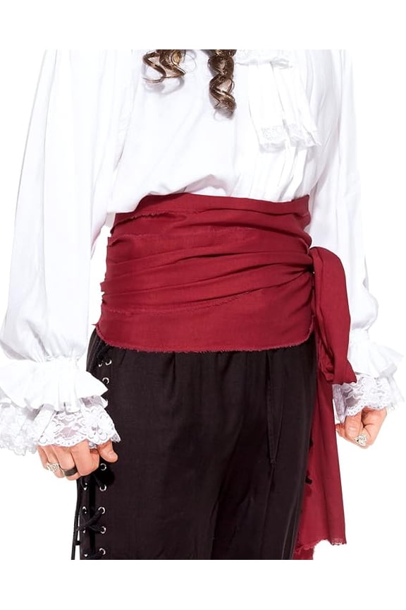 Pirate Medieval Renaissance Linen Large Sash Red
