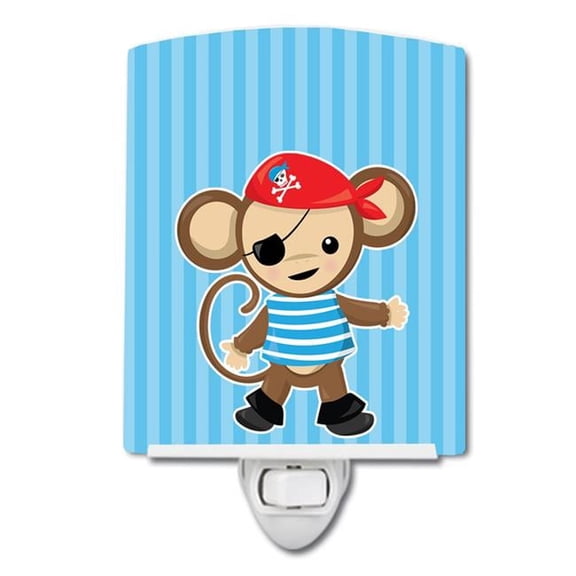 Pirate Monkey Blue Ceramic Night Light
