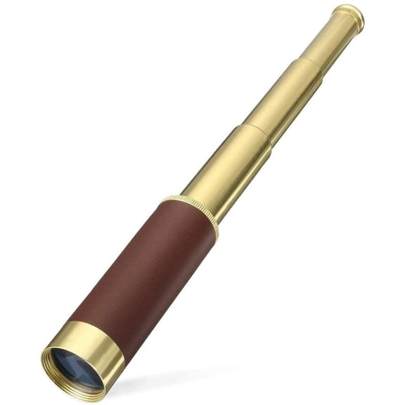Monocular Telescope for Kids & Adults, Handheld Collapsible Brass Telescope 25x30 Zoomable Portable Pirate Spyglass for Cruise Ship Travel Watching Games Hiking Hunting and More