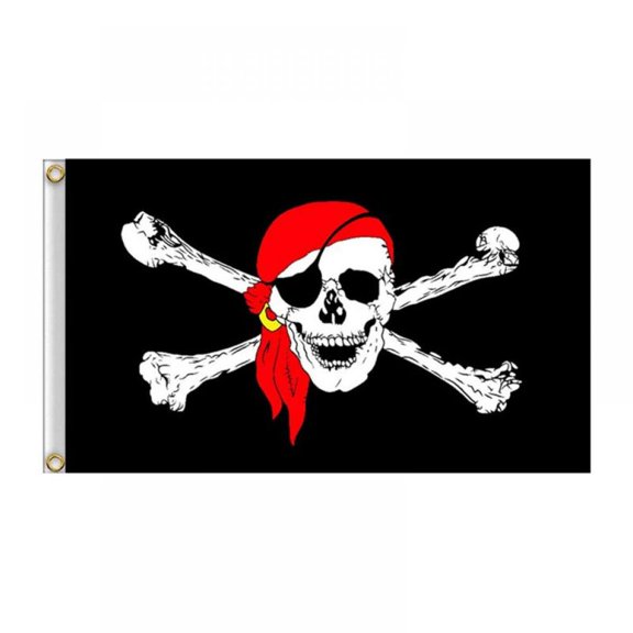 Pirate Outdoor Flag - Large 3' x 5', Weather-Resistant Polyester ,Red Handkerchief Pirate Flag Canvas Head And Double Seams Polyester With Brass Washer Outdoor Balcony Lawn Yard Decoration