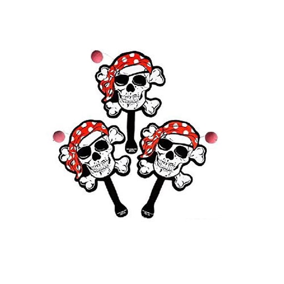 One Dozen Pirate Shaped Paddle Balls