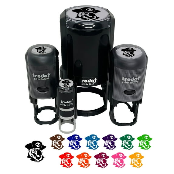 Pirate Parrot Bird with Hat Self-Inking Rubber Stamp Ink Stamper - UV Ink - Mini 1/2 Inch