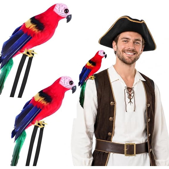 Pirate Parrot on Shoulder Life Size Foam Feather Parrot Macaw Birds for Costume Accessories for Halloween Party