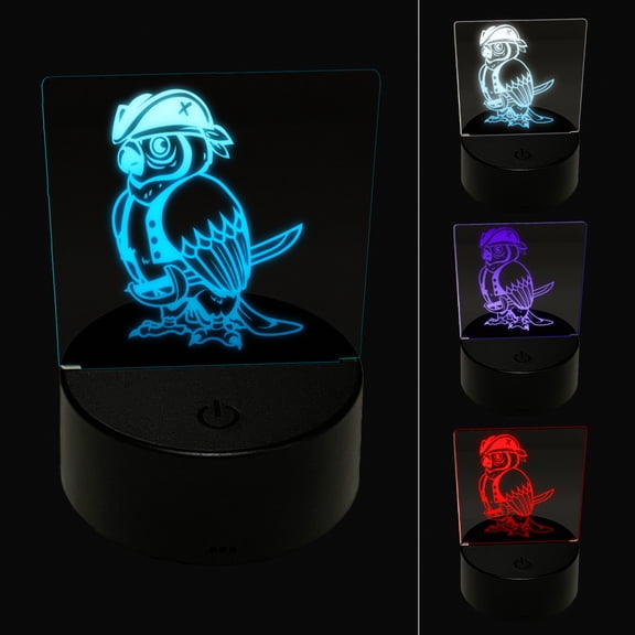 Pirate Parrot with Sword LED Night Light Sign 3D Illusion Desk Nightstand Lamp