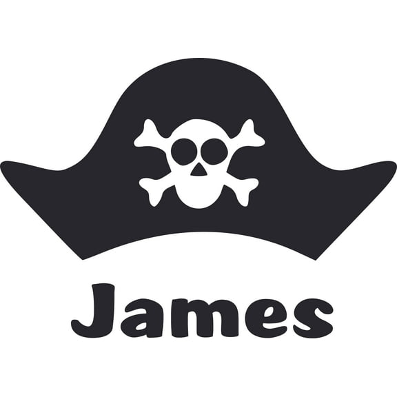 Pirate Pirates Hat Skull Logo Customized Wall Decal - Custom Vinyl Wall Art - Personalized Name - Baby Girls Boys Kids Bedroom Wall Decal Room Decor Wall Stickers Decoration Size (20x20 inch)