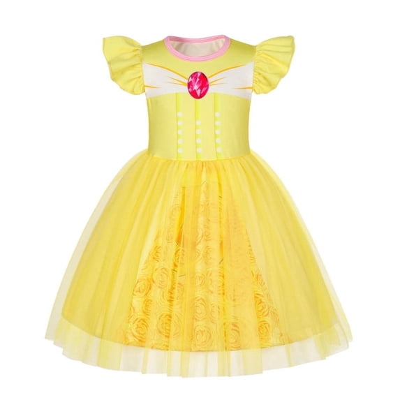 Pirate Princess Dress up for Girls Buccaneer Halloween Kids Tulle Tutu Dress Christmas Birthday Party Outfits,5T(4-5Years),A03667-Yellow