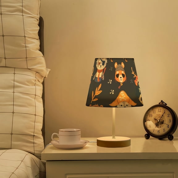 Pirate Raccoons Leaves LED Desk Lamp Table Lamp USB Bedside Nightstand Small Lamp for Bedroom Living Room Kids Room