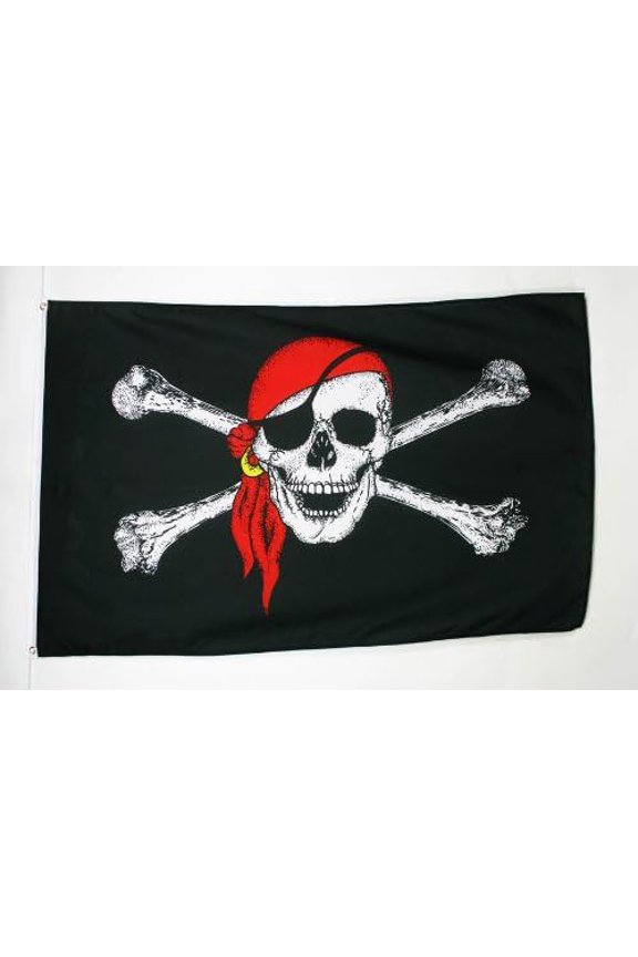 Pirate Red Bandana Flag 3x5 ft 100D Polyester 2 Grommets 150x90 cm