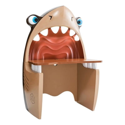 Cilek Pirate Kids Writing Desk with Illuminated Teeth and Rolling Shark Eyes, Brown