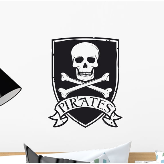 Pirate Sheild Wall Decal Wallmonkeys Peel and Stick Decals for Boys (12 in H x 10 in W) WM502561