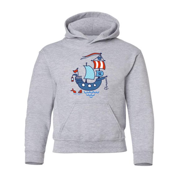 Pirate Ship And Little Fish Hoodie Juniors -Image by Shutterstock, Small