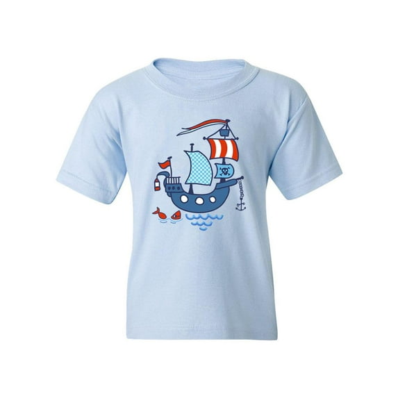 Pirate Ship And Little Fish T-Shirt Juniors -Image by Shutterstock, Small