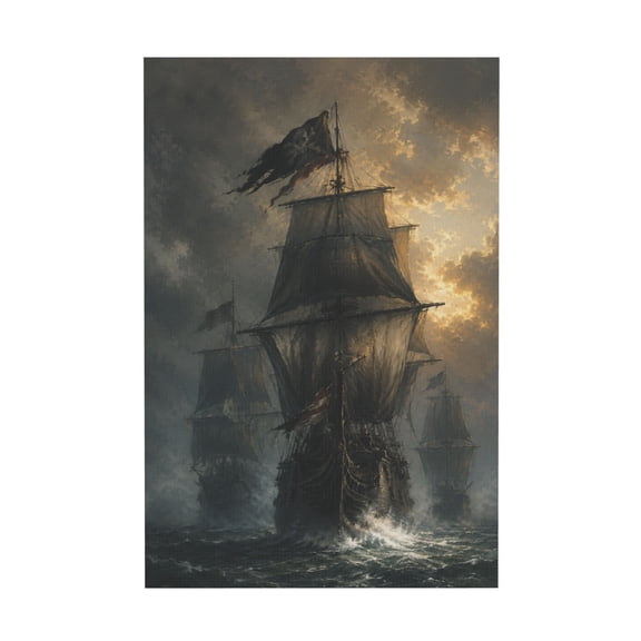 Pirate Ship At Sunset Canvas Wall Art For Living Room Bedroom 12*18in