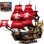 Aasimar Pirate Series Red Ship Building Kit, Queen Annes Revenge Pirate Ship Mini Building Block Sets for Adults, Construction Toys 3399 Pcs