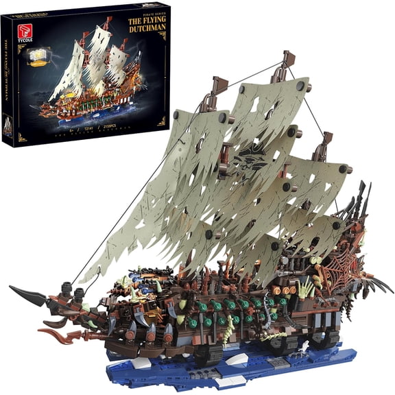 Pirate Ship Building Sets with Lights, MOC Flying Dutchman Model Toy Boat, Ghost Ship Building Blocks Sets, Great for and as a Birthday or Party Gifts(2159Pieces)