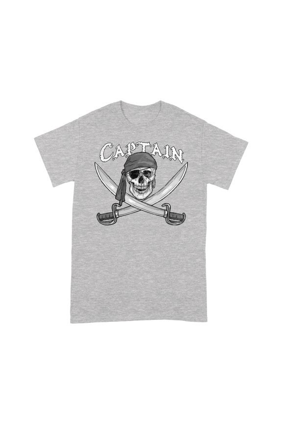 Pirate Ship Captain Skull & Cutlasses Jolly Roger T-Shirt