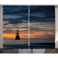 thumbnail image 1 of Ambesonne Pirate Ship Curtains 2 Panel Set, Old Sailboat Marine, 108" x 84", Dark Blue Salmon Black, 1 of 3