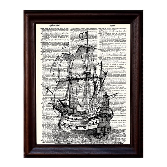 Pirate Ship - Dictionary Art Print Printed On Authentic Vintage Dictionary Book Page - 8 x 10.5