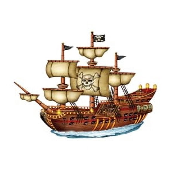 Pirate Ship Edible Cake Topper- 6" Round