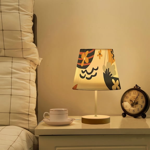 Pirate Ship Flowers Leaves LED Desk Lamp Table Lamp USB Bedside Nightstand Small Lamp for Bedroom Living Room Kids Room