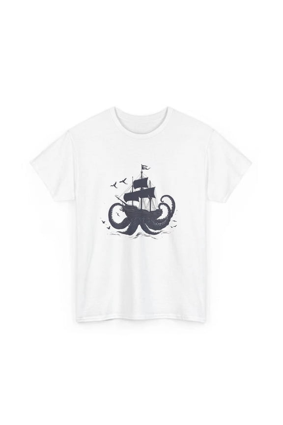 Pirate Ship Kraken Tentacles Cryptozoology T-Shirt, Cryptid Hunter Shirt
