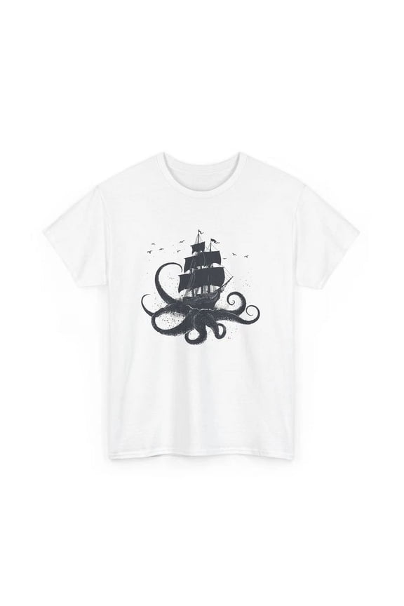 Pirate Ship Kraken Tentacles Cryptozoology T-Shirt, Cryptid Hunter Shirt