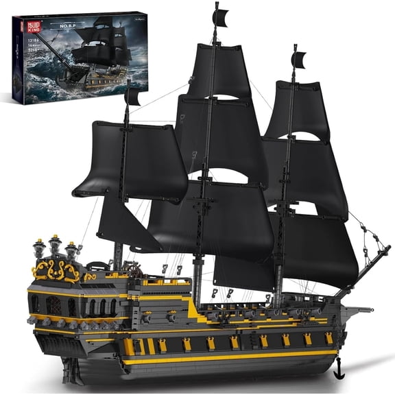 Pirate Ship Model Building Blocks Kits, Black Pearl Ship MOC Model Set to Build, Large Pirates Ship Boat Model Blocks Assembly Toy(5266 Pieces)