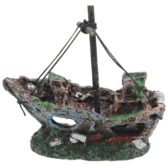 Pirate Ship Model Resin Shipwreck Decoration Fish Tank Miniatures Pet Accessories Aquarium Boat Ornament 55 Gallon Stand