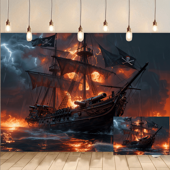 Pirate Ship Photography Backdrop Background Banner for Studio