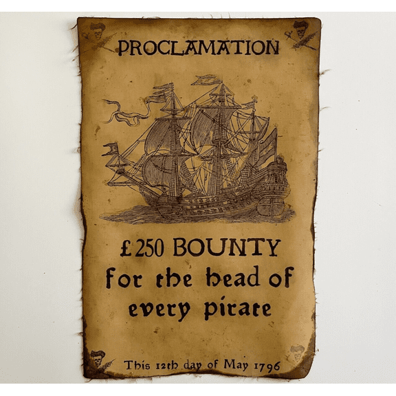 Pirate Ship Poster Wanted Posters Treasure Map Bounty Replica Art Print Canvas