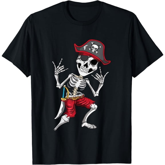 Pirate Ship Sea Rock Rocker Heavy Metal Skeleton Saber T-Shirt
