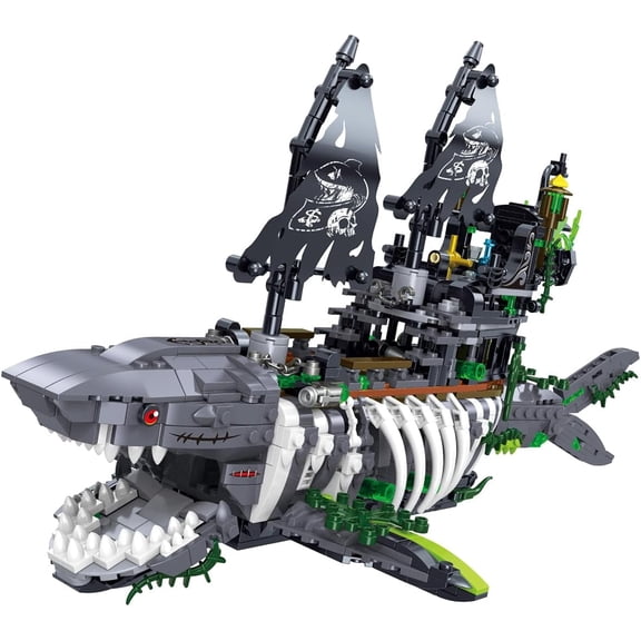 Pirate Ship Set Ghost Shark Pirate Ship Mini Building Blocks Set1155PCS Building Set Model Toys Gifts for Kid and AdultInteresting Gifts for Pirate Ship Enthusiasts