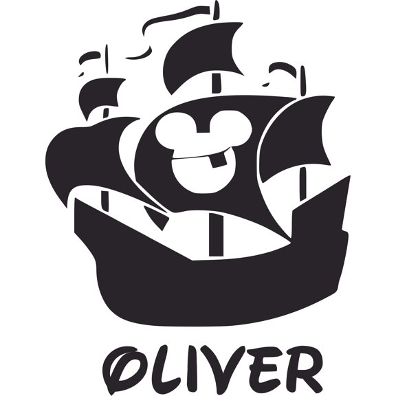 Pirate Ship Silhouette Logo Customized Wall Decal - Custom Vinyl Wall Art - Personalized Name - Baby Girls Boys Kids Bedroom Wall Decal Room Decor Wall Stickers Decoration Size (20x12 inch)
