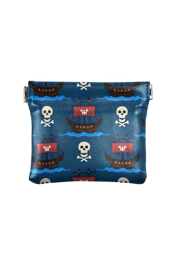 Pirate Ship Skull Wallet Small PU Leather Change Pouch Wallet for Women