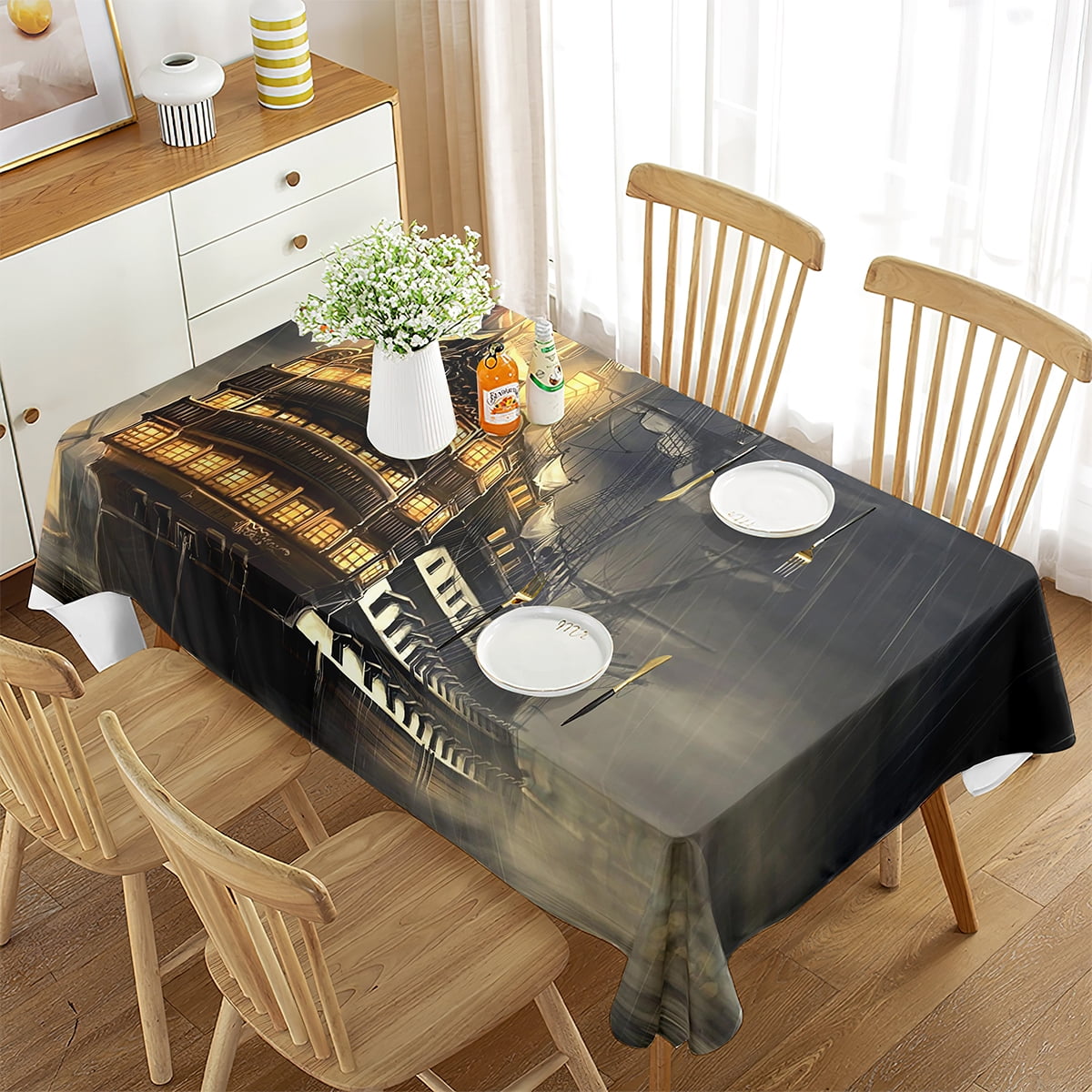 Pirate Ship Tablecloth Rectangular Pirate Ship Ocean Theme r for ...
