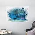 thumbnail image 1 of Pirate Ship Tapestry, Sunken Old Wrecked Buccaneer Vessel Antique Aquatic Underwater View, Wall Hanging for Bedroom Living Room Dorm Decor, 60W X 40L Inches, Blue Almond Green Pink, by Ambesonne, 1 of 2