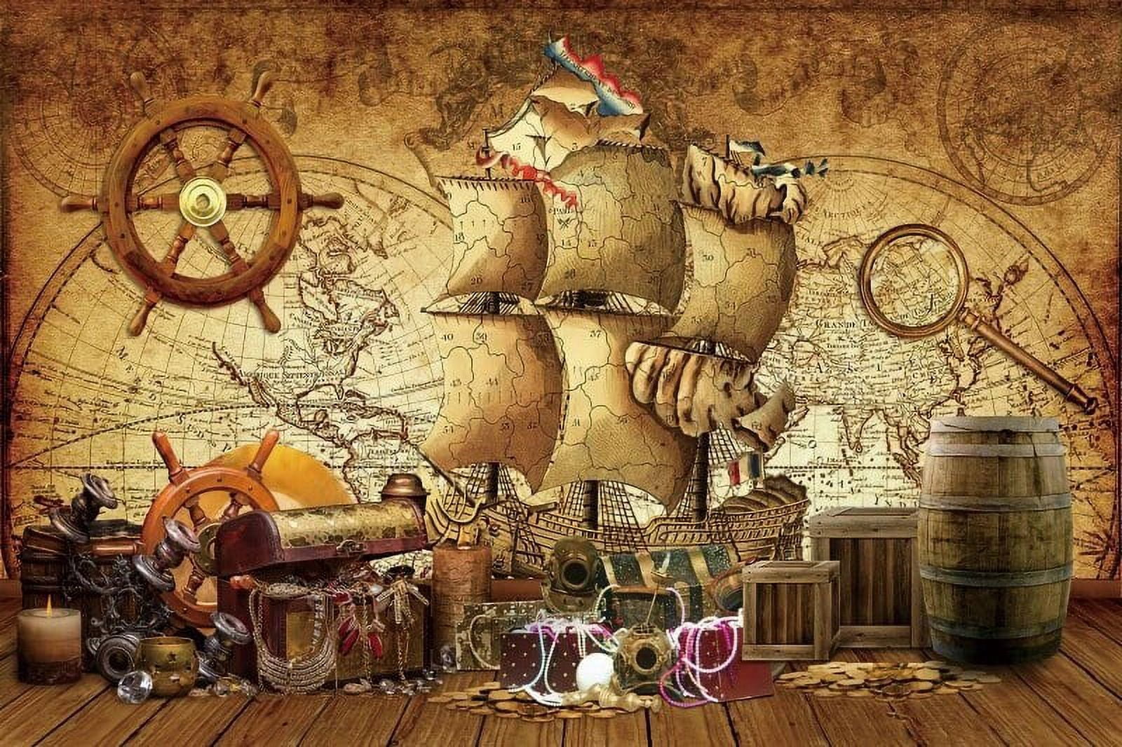 Pirate Ship Theme Party Backdrop Marine Sailor Nautical Explore Kids ...