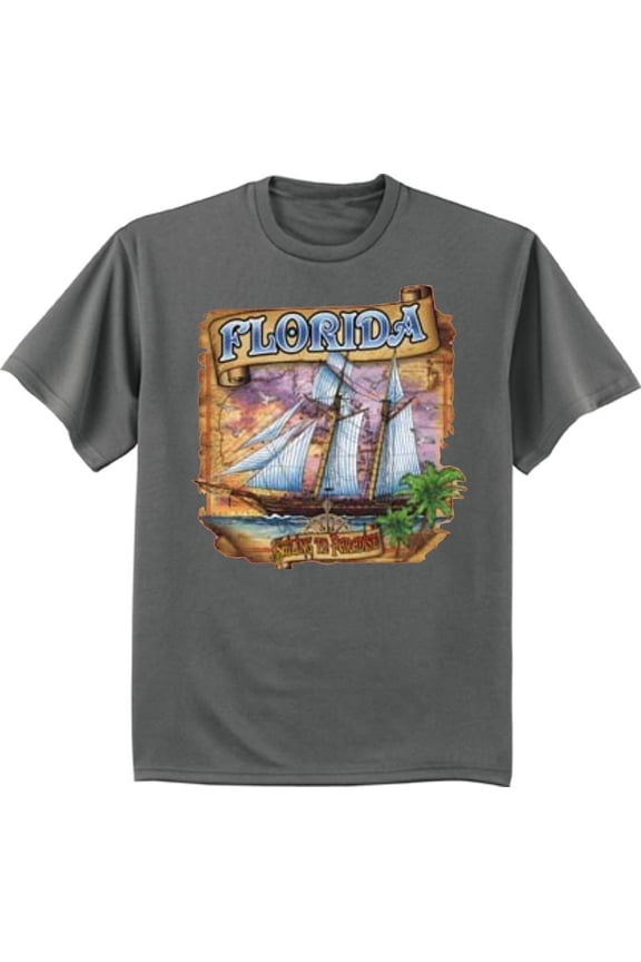 Pirate Ship Treasure Hunting Florida T-shirt Mens Graphic Tee