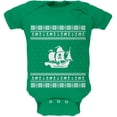 thumbnail image 1 of Pirate Ship Ugly Christmas Sweater Green Baby One Piece - 9-12 months, 1 of 1