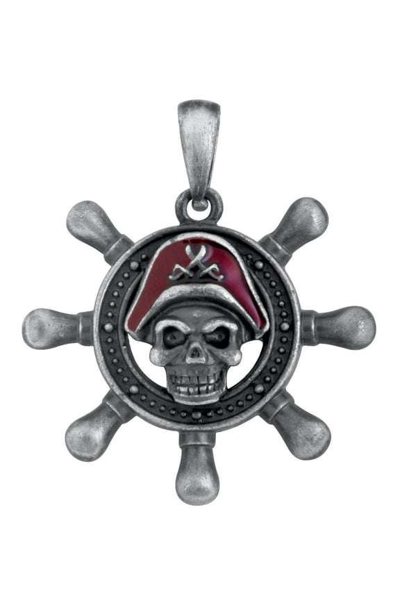 Pirate Ship Wheel Pendant Skeleton Captain Jewelry Accessory Necklace
