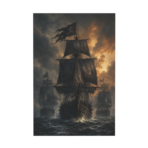 Pirate Ship at Sunset Canvas Wall Art For Bedroom Living Room Decor 12*18in