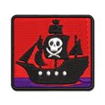 thumbnail image 1 of Pirate Ship with Jolly Roger Skull Applique Multi-Color Embroidered Hook & Loop Patch - 3.5 Inch Large, 1 of 5