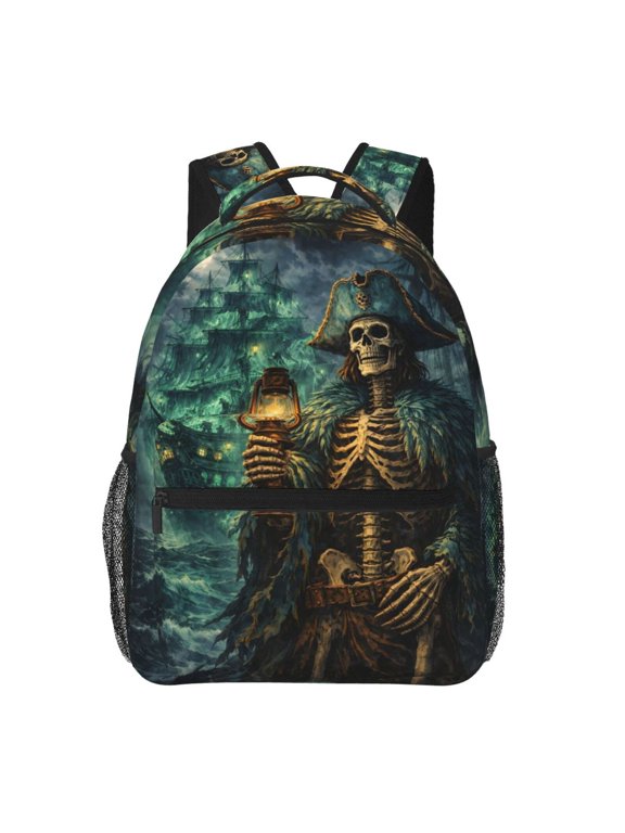Pirate Skeleton Backpack Lightweight Travel Bag for Men and Women