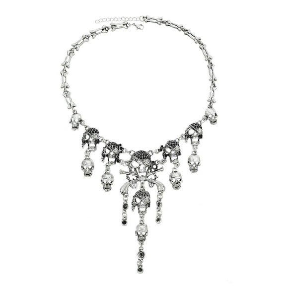 Pirate Skeleton Skull Necklace Exaggerated Retro Skull Head Pendant Gothic Carnival Masquerade Jewelry Gift