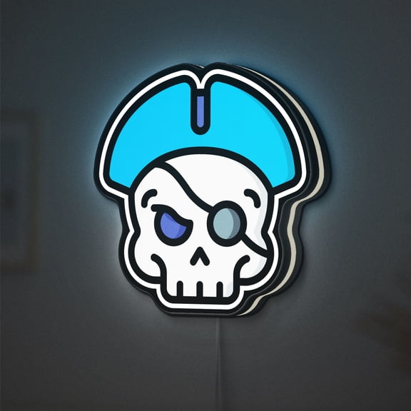 Pirate Skull 3D Novelty Light Box for Nautical Themed Rooms, Bold Decor for Adventure Seekers and Storytellers (Height 8 inch, 20cm)