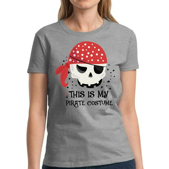 Pirate Skull Costume Halloween T Shirt for Women - S M L XL 2XL 3XL Graphic Tee - Scary Happy Halloween Outfit Gift Funny Holiday Tee T-Shirt Ladies