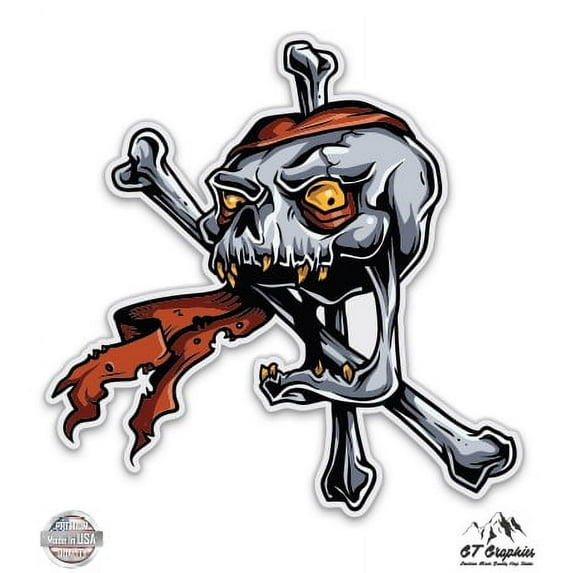 Pirate Skull Crossbones - 12" Vinyl Sticker Waterproof Decal